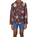 Rabbits, Owls And Cute Little Porcupines  Kids  Long Sleeve Swimwear