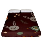 Rabbits, Owls And Cute Little Porcupines  Fitted Sheet (Queen Size)