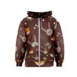 Rabbits, Owls And Cute Little Porcupines  Kids  Zipper Hoodie