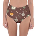 Rabbits, Owls And Cute Little Porcupines  Reversible High-Waist Bikini Bottoms