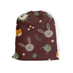 Rabbits, Owls And Cute Little Porcupines  Drawstring Pouch (XL)