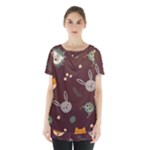 Rabbits, Owls And Cute Little Porcupines  Skirt Hem Sports Top