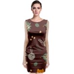 Rabbits, Owls And Cute Little Porcupines  Sleeveless Velvet Midi Dress