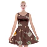 Rabbits, Owls And Cute Little Porcupines  Velvet Skater Dress