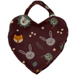 Rabbits, Owls And Cute Little Porcupines  Giant Heart Shaped Tote