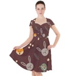 Rabbits, Owls And Cute Little Porcupines  Cap Sleeve Midi Dress