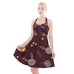 Rabbits, Owls And Cute Little Porcupines  Halter Party Swing Dress 