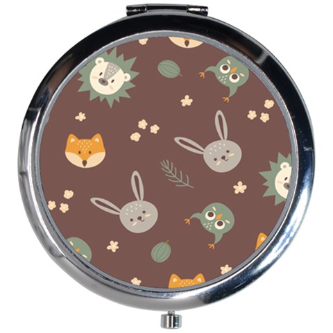 Rabbits, Owls And Cute Little Porcupines  Mini Round Mirror from ArtsNow.com