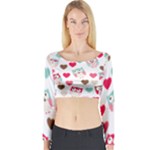 Lovely Owls Long Sleeve Crop Top