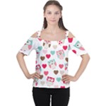 Lovely Owls Cutout Shoulder Tee