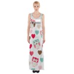 Lovely Owls Thigh Split Maxi Dress