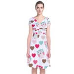 Lovely Owls Short Sleeve Front Wrap Dress