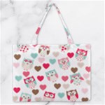 Lovely Owls Zipper Medium Tote Bag