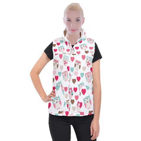 Lovely Owls Women s Button Up Vest from ArtsNow.com