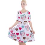 Lovely Owls Quarter Sleeve A-Line Dress