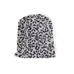 Leopard print gray theme Drawstring Pouch (Large)