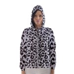 Leopard print gray theme Women s Hooded Windbreaker