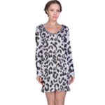 Leopard print gray theme Long Sleeve Nightdress