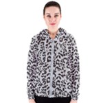 Leopard print gray theme Women s Zipper Hoodie