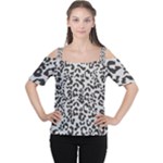 Leopard print gray theme Cutout Shoulder Tee