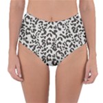 Leopard print gray theme Reversible High-Waist Bikini Bottoms