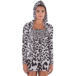 Leopard print gray theme Long Sleeve Hooded T-shirt