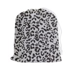 Leopard print gray theme Drawstring Pouch (2XL)