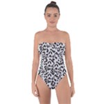 Leopard print gray theme Tie Back One Piece Swimsuit