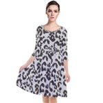 Leopard print gray theme Quarter Sleeve Waist Band Dress