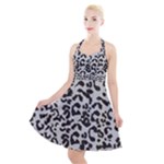 Leopard print gray theme Halter Party Swing Dress 