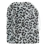 Leopard print gray theme Drawstring Pouch (3XL)