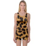 Leopard Print Spots One Piece Boyleg Swimsuit