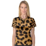 Leopard Print Spots V-Neck Sport Mesh Tee