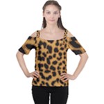 Leopard Print Spots Cutout Shoulder Tee