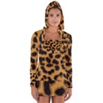 Leopard Print Spots Long Sleeve Hooded T-shirt