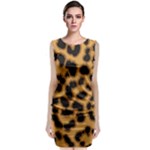 Leopard Print Spots Sleeveless Velvet Midi Dress