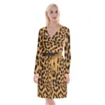 Leopard Print Spots Long Sleeve Velvet Front Wrap Dress