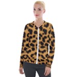 Leopard Print Spots Velvet Zip Up Jacket