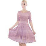 Pink Wood Quarter Sleeve A-Line Dress