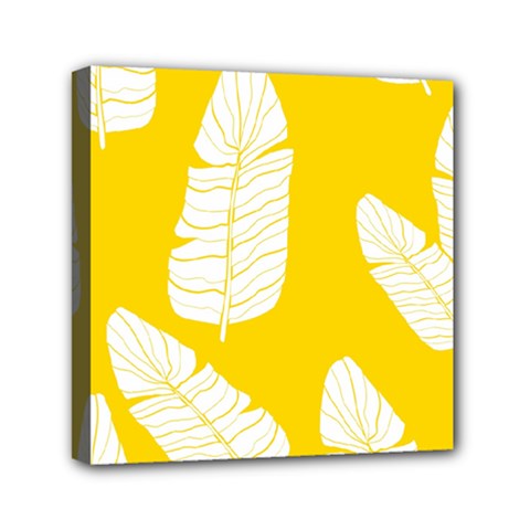 Yellow Banana Leaves Mini Canvas 6  x 6  (Stretched) from ArtsNow.com