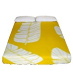 Yellow Banana Leaves Fitted Sheet (Queen Size)