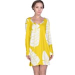 Yellow Banana Leaves Long Sleeve Nightdress