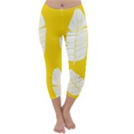 Yellow Banana Leaves Capri Winter Leggings 