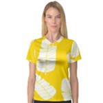 Yellow Banana Leaves V-Neck Sport Mesh Tee