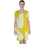 Yellow Banana Leaves Short Sleeve Nightdress