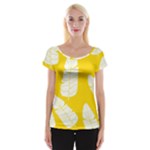 Yellow Banana Leaves Cap Sleeve Top