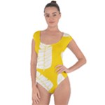 Yellow Banana Leaves Short Sleeve Leotard 