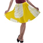 Yellow Banana Leaves A-line Skater Skirt