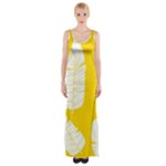 Yellow Banana Leaves Thigh Split Maxi Dress