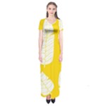 Yellow Banana Leaves Short Sleeve Maxi Dress